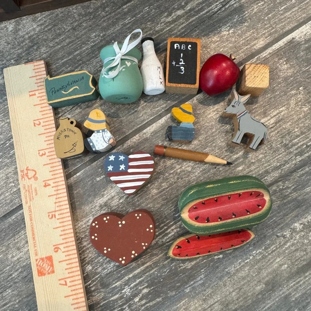 Americana Primitive Wood Shadow Box Shelf Miniatures Folk Art Farmhouse Trinket
